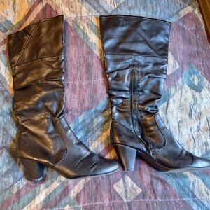 Classic Black Mid-Calf Boots – Fioni, Size 11, 2" Heel